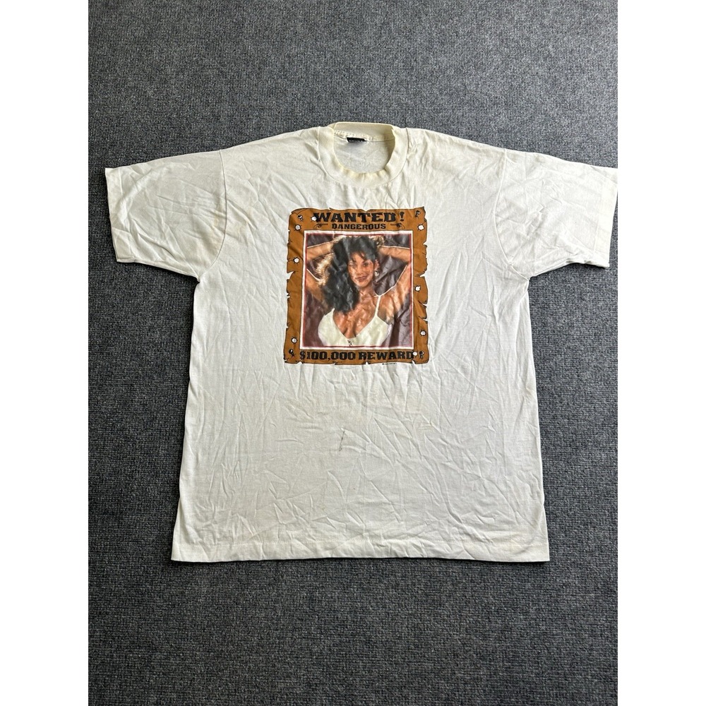 Vintage 90s Wanted Dangerous Woman Graphic T Shirt Made in USA, Size XL